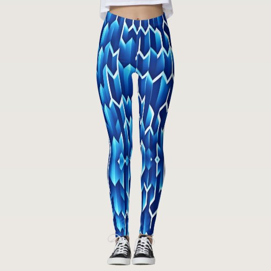 Geometrisches Muster für blaue Pfeile und Linien Leggings (Vorderseite)