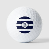 Geometrisches Muster für blaue und weiße Streifen Golfball (Vorderseite)