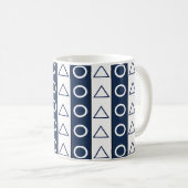 Geometrisches Muster für blaue weiße Streifen Kaffeetasse (VorderseiteRechts)