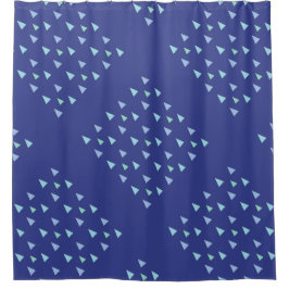Geometrisches Muster für blaues Dreieck Duschvorhang