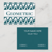 Geometrisches Muster für blaues weißes Dreieck Visitenkarte (Vorne/Hinten)