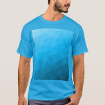 Geometrisches Muster für blaues Zyan T-Shirt<br><div class="desc">Eleganter moderner geometrischer T - Shirt für jeden. Hellblaue Gradienten geometrische Maschenmuster helle Dreiecke ombre. Dreieck geometrische Masche mit ombre Farbverlauf Design.</div>