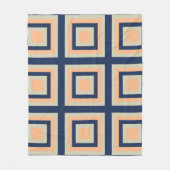 Geometrisches Muster für blaugraue Orangenquadrate Fleecedecke (Vorderseite)