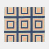 Geometrisches Muster für blaugraue Orangenquadrate Fleecedecke (Vorderseite (Horizontal))
