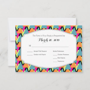 Geometrisches Muster für das Hochzeitstil des RSVP Karte