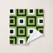 Geometrisches Muster für die grünen weißen Quadrat Badhandtuch Set (Waschlappen)