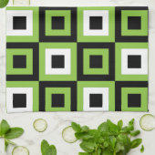 Geometrisches Muster für die grünen weißen Quadrat Geschirrtuch (Gefaltet)