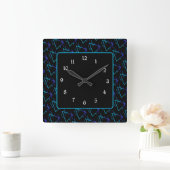 Geometrisches Muster für die Retro-Neon-Achse 3 Quadratische Wanduhr (Zuhause)
