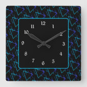Geometrisches Muster für die Retro-Neon-Achse 3 Quadratische Wanduhr (Vorderseite)