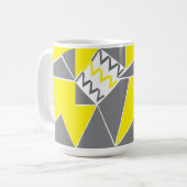 Geometrisches Muster für gelbgraue Zickzack Streif Kaffeetasse (Vorderseite Links)