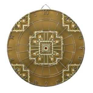 Geometrisches Muster für Gold und Creme Dartscheibe