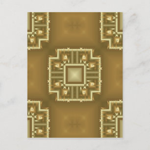 Geometrisches Muster für Gold und Creme Postkarte