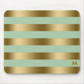Geometrisches Muster für goldgrüne Streifen Mousepad (Vorne)