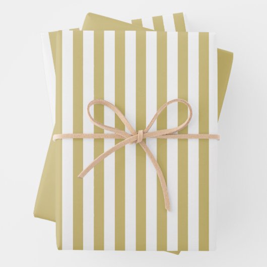 Geometrisches Muster für goldweiße, einfache Strei Geschenkpapier Set (Beispiel)