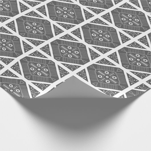Geometrisches Muster für graue weiße Tile Geschenkpapier (Ecke)