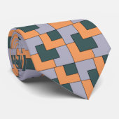 Geometrisches Muster für lila grüne Orangenquadrat Krawatte (Gerollt)