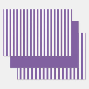 Geometrisches Muster für lila weiße Streifen Geschenkpapier Set