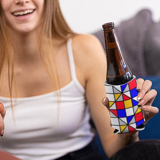 Geometrisches Muster für mehrfarbige Quadrate Dosenkühler