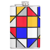 Geometrisches Muster für mehrfarbige Quadrate Flachmann (Vorderseite)