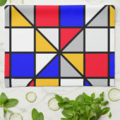 Geometrisches Muster für mehrfarbige Quadrate Geschirrtuch (Gefaltet)