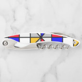 Geometrisches Muster für mehrfarbige Quadrate Kellnermesser (Vorderseite)