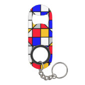 Geometrisches Muster für mehrfarbige Quadrate Mini Flaschenöffner (Rückseite)