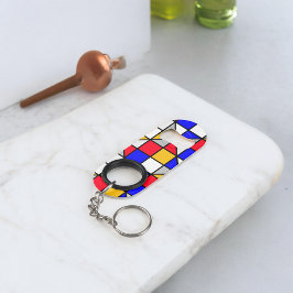 Geometrisches Muster für mehrfarbige Quadrate Mini Flaschenöffner