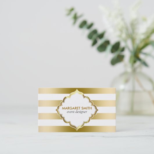 Geometrisches Muster für mit Monogramm Streifen Visitenkarte (Stehend Vorderseite)