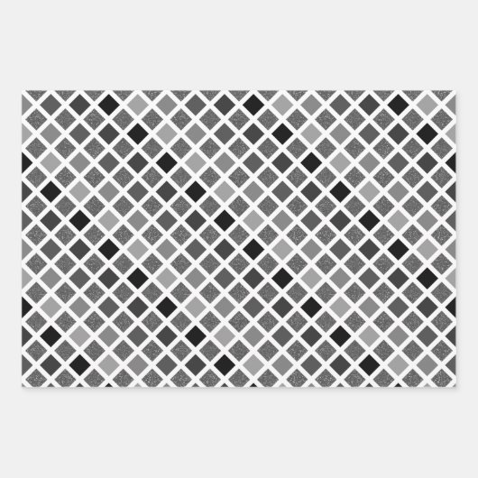 Geometrisches Muster für monochrome Glitzer Geschenkpapier Set (Vorderseite 3)