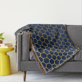 Geometrisches Muster für Navy Blue & Gold Hexagon Decke