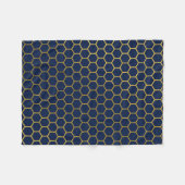 Geometrisches Muster für Navy Blue & Gold Hexagon Fleecedecke (Vorderseite (Horizontal))