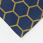 Geometrisches Muster für Navy Blue & Gold Hexagon Fleecedecke (Ecke)