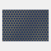 Geometrisches Muster für Navy Blue & Gold Hexagon Geschenkpapier Set (Vorderseite 2)