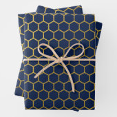Geometrisches Muster für Navy Blue & Gold Hexagon Geschenkpapier Set (Beispiel)