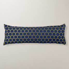 Geometrisches Muster für Navy Blue & Gold Hexagon Seitenschläferkissen