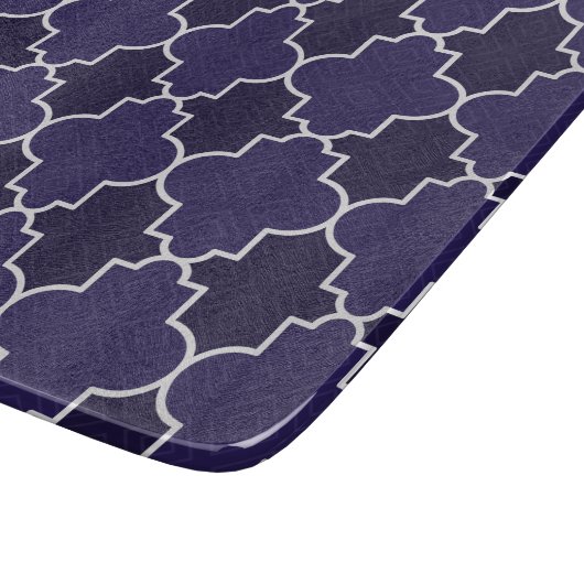 Geometrisches Muster für Navy Blue Quatrefoil Schneidebrett (Ecke)