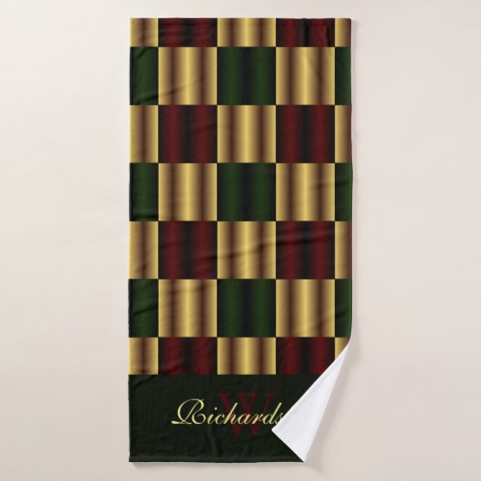 Geometrisches Muster für niedliche goldbraune grün Badhandtuch Set (Badehandtuch)