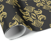 Geometrisches Muster für Ornamente aus Gold und Sc Geschenkpapier (Rolleneckpunkt)
