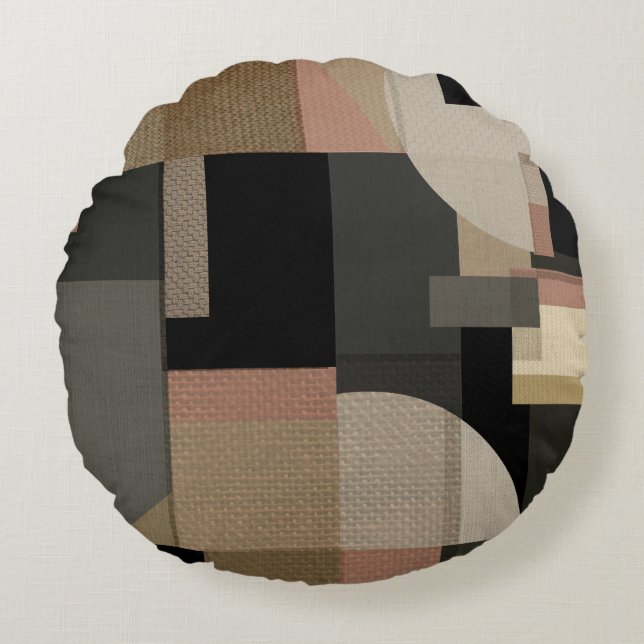 Geometrisches Muster für Patchwork Rundes Kissen (Vorderseite)