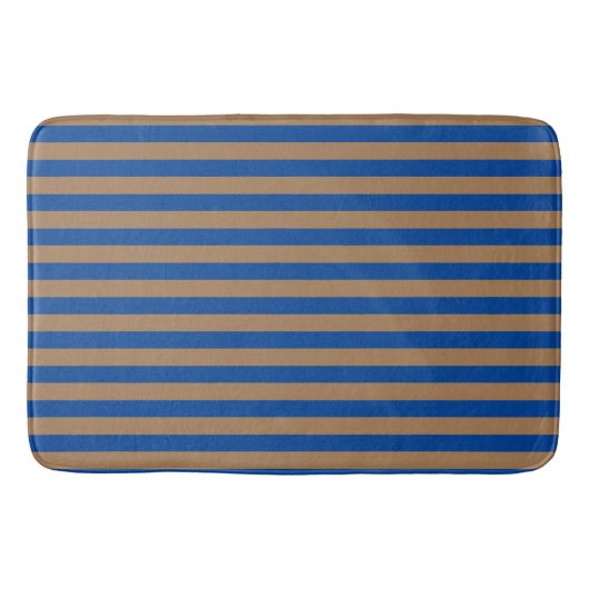 Geometrisches Muster für Preppy Gold und Blue Stri Badematte (Vorderseite)