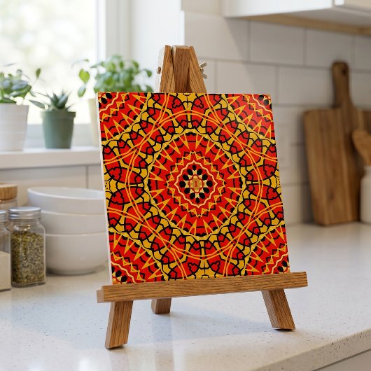 Geometrisches Muster für Red & Orange Oriental Boh Fliese