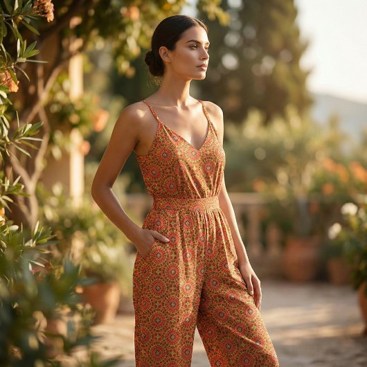 Geometrisches Muster für Red & Orange Oriental Boh Stoff