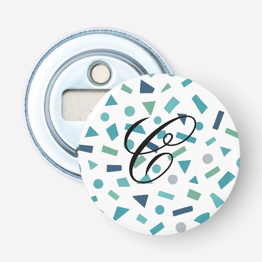 Geometrisches Muster für Retro-80er-Memphis Flaschenöffner (Vorderseite)