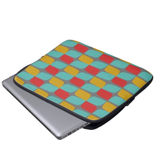 Geometrisches Muster für Retro auf grau Laptopschutzhülle (Vorne Knopf)