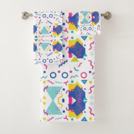 Geometrisches Muster für Retro-Memphis Badhandtuch Set