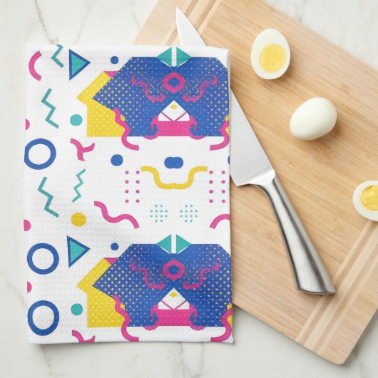 Geometrisches Muster für Retro-Memphis Geschirrtuch (Viertel Falte)