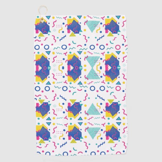 Geometrisches Muster für Retro-Memphis Golfhandtuch (Vorderseite)