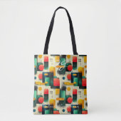 Geometrisches Muster für Retro mit hellen Farben Tasche (Vorderseite)
