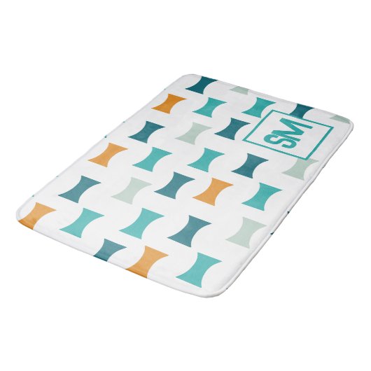 Geometrisches Muster für Retro Mittelzentrat Badematte (Schrägansicht)