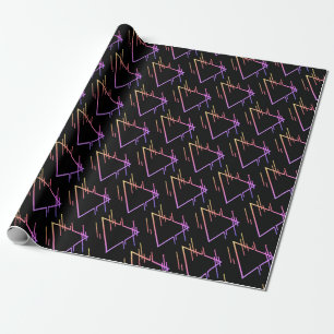 Geometrisches Muster für Retro-Neon 5 Geschenkpapier